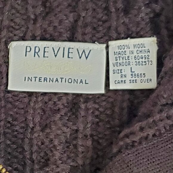 Preview International Brown Cable Knit Sweater 100% Wool Size Large - Picture 3 of 6